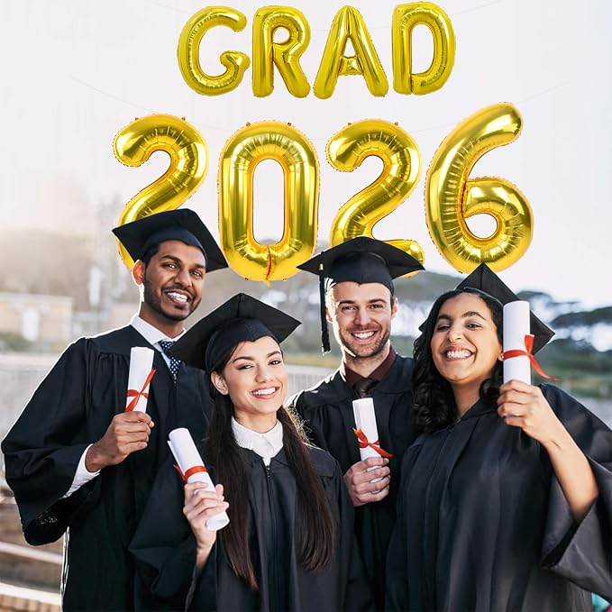 TONIFUL Graduation Balloons 16 Inch Gold Grad Balloons 40 Inch Gold Large - Image 6