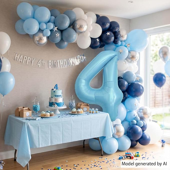 Pearlescent Blue Number 4 Balloon 40 Inch, Shiny Foil - Image 7