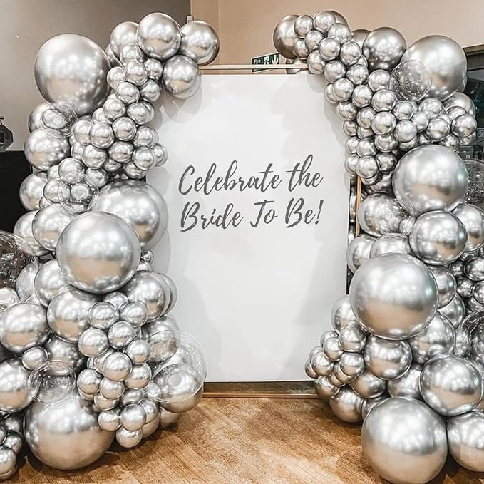 Awenztech 120pcs 5 inch Metallic Silver Latex Balloons | Graduation, Baby Shower - Image 7