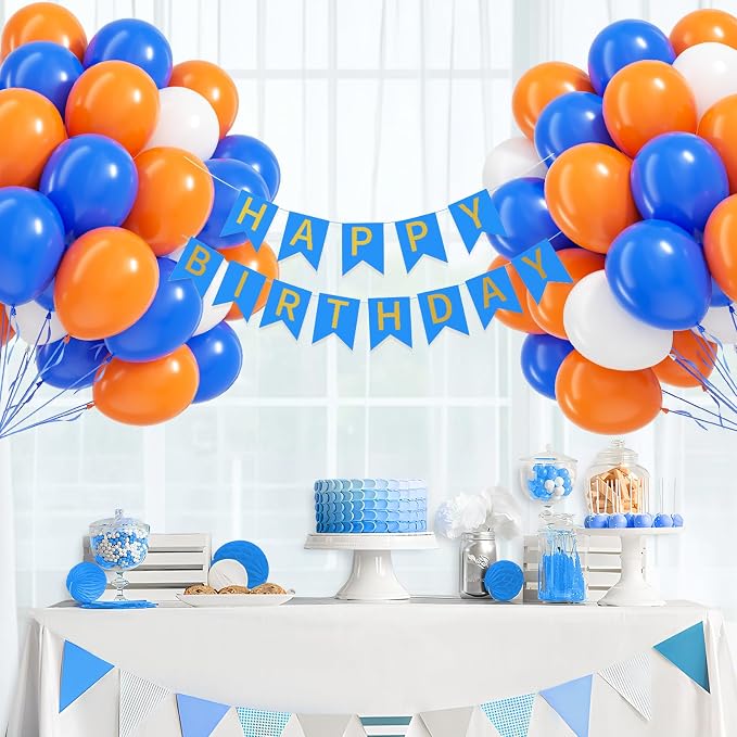 60pcs 12inch Blue and Orange Balloons - Image 8