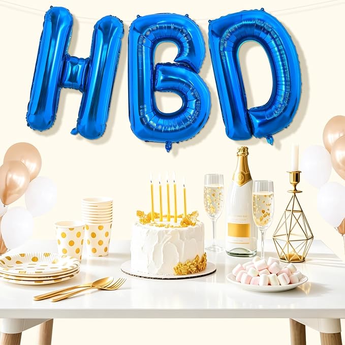 Blue HBD Balloons, HBD Foil Letter Balloon - Image 7