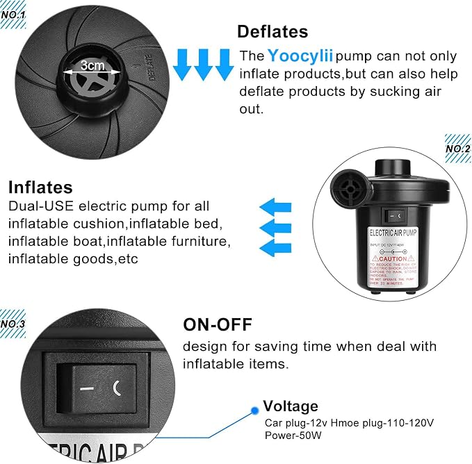 Air Pump Air Mattress Pump for Inflatables Blow up Pool Raft Bed Boat Toy - Image 9