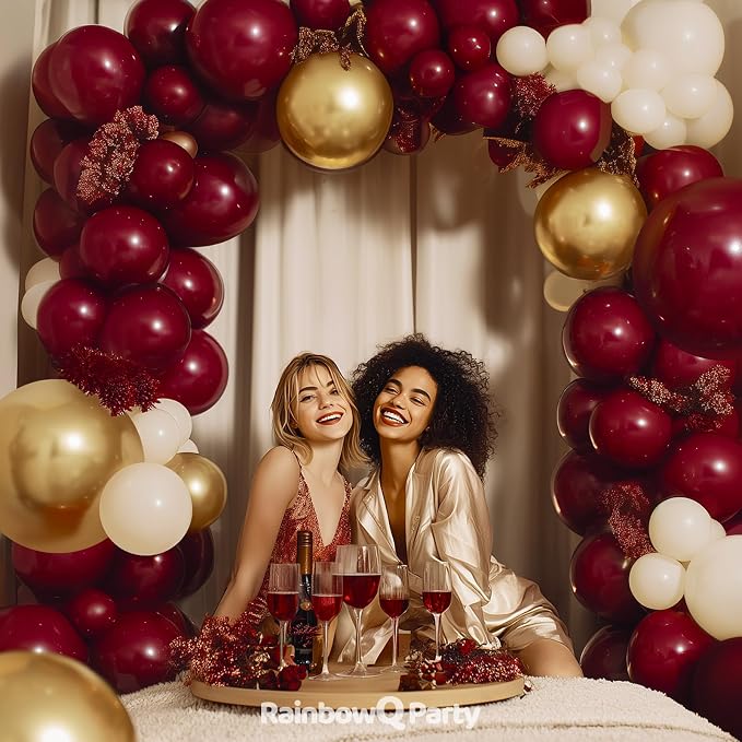 RainbowQ 165 Pcs Burgundy and Gold Balloons Arch Kit Different Sizes | Metallic - Image 6