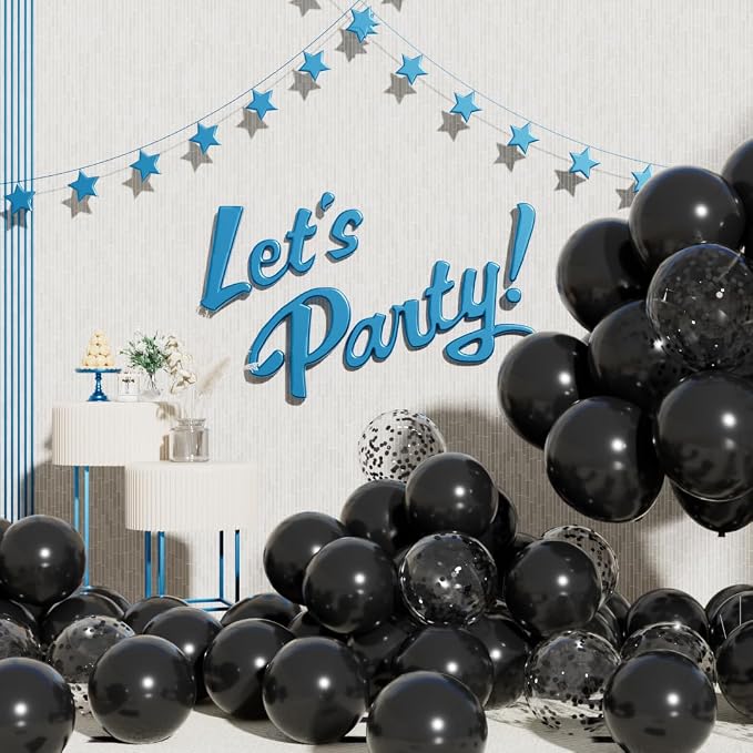 RainbowQ Black Balloons 55Pcs 12 Inch Confetti Latex Helium Party Balloon | - Image 6