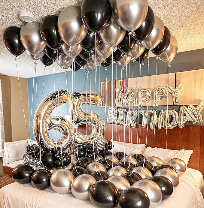 Black and Silver Balloons, Graduation, New Years, Engagement Party Decorations - Image 8