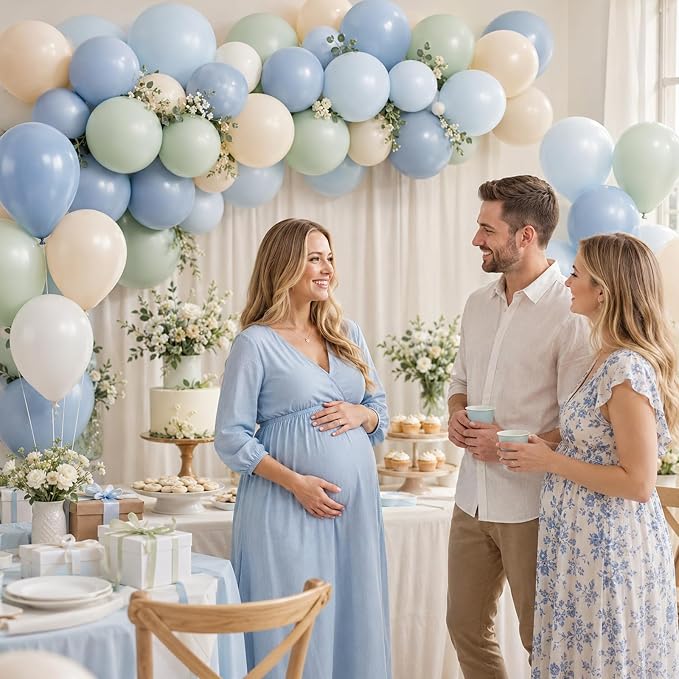 Pastel Blue Green Baby Shower Balloons - Image 9