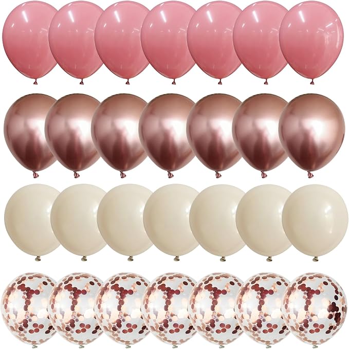 Dusty Pink and Rose Gold Balloons, 12In Retro Blush Pink Beige White Balloons - Image 9