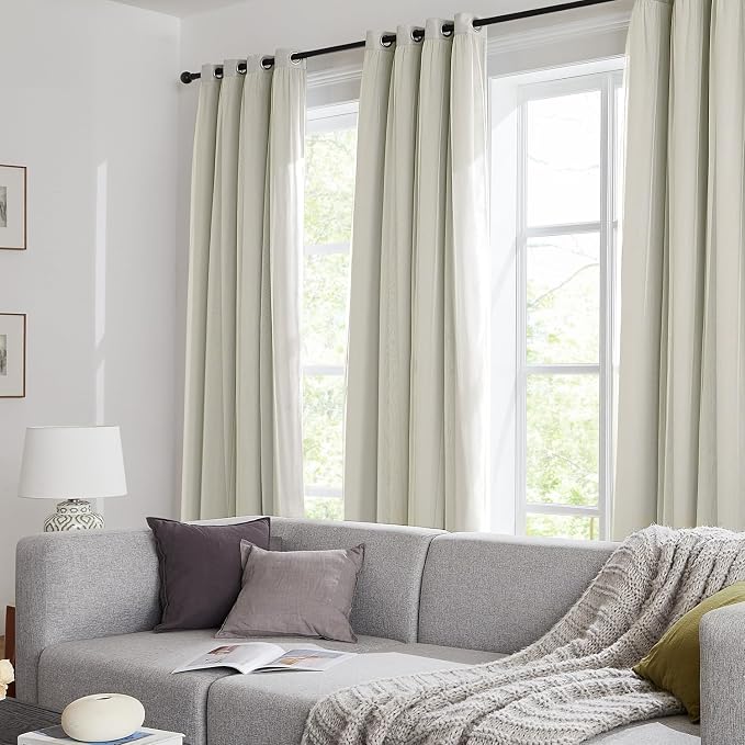 100% Blackout Curtains for Bedroom, Double Layer Ivory Curtains, Room Darkening - Image 9