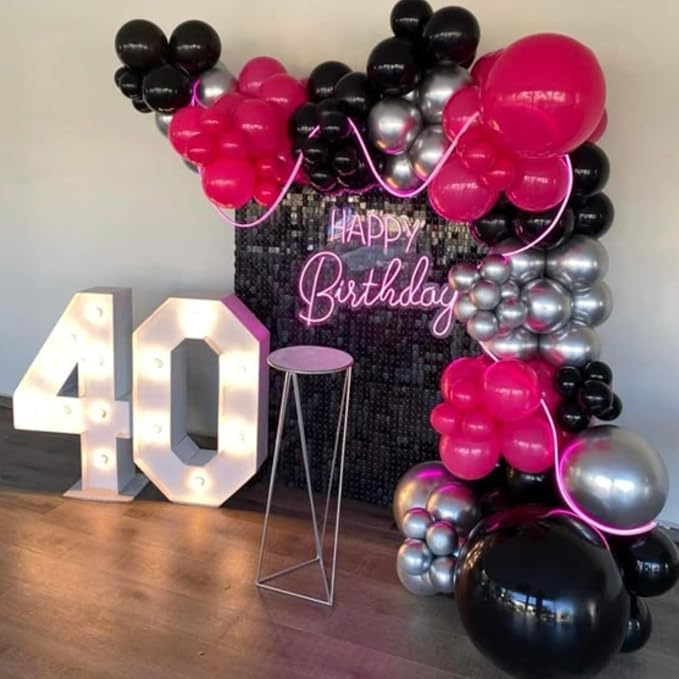 Hot Pink and Black Balloons, for Girls Wedding Bridal Shower Birthday Party - Image 7