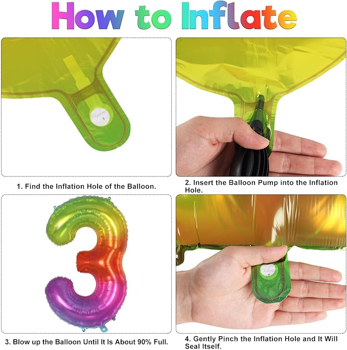 Rainbow Number 3 Balloon 40 Inch, Big Large Foil Number Balloons, Gradient - Image 7
