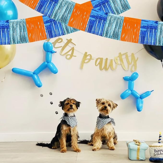 BEISHIDA Orange Blue Fringe Garland Banner 30ft Wall Tinsel Foil Streamers | - Image 6