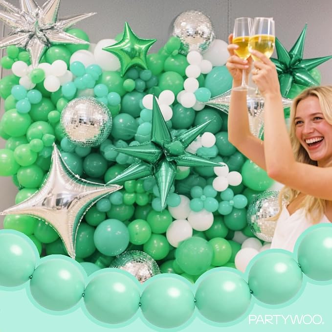 PartyWoo Light Green Linking Balloons 100pcs 6 Inch Mint Link Balloons | - Image 8