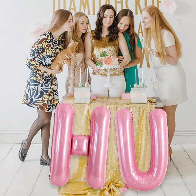 TONIFUL 40 Inch Large Pink Letter U Balloons Giant Foil Mylar Alphabet Balloon - Image 6