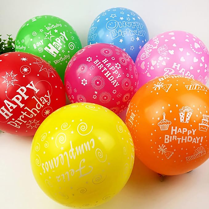 100 Pcs 12 Inch Printed "HAPPY BIRTHDAY" Colorful Latex Balloons - Image 8
