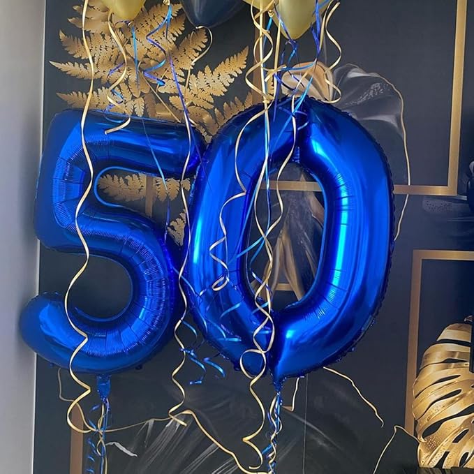 Navy Blue 50 Balloon Numbers, 40 Inch Dark Blue 50 Birthday Balloons Large Foil - Image 7