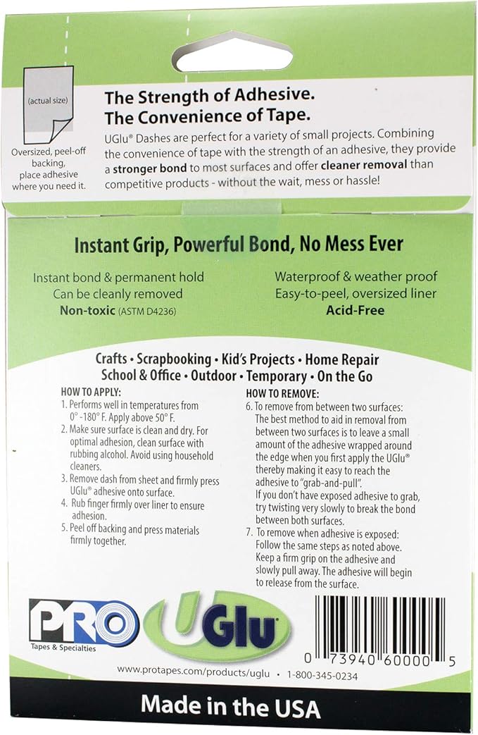 PRO Tapes & Specialties 306UGLU600 UGlu Dash Sheets, 1/2 in. x 5/8 in. dashes / - Image 3