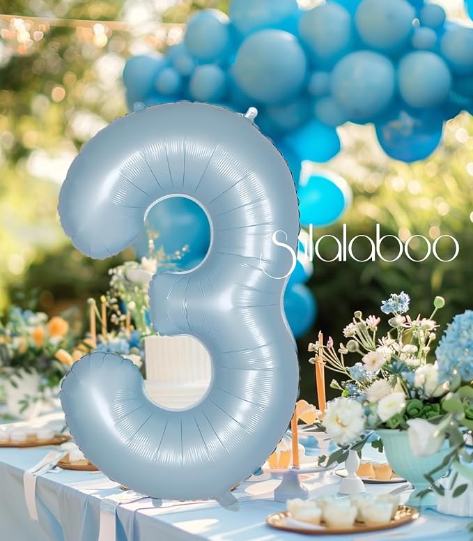 40 Inch Light Blue Number 3 Balloon 0-9 Big Helium Balloons | Large Giant - Image 7
