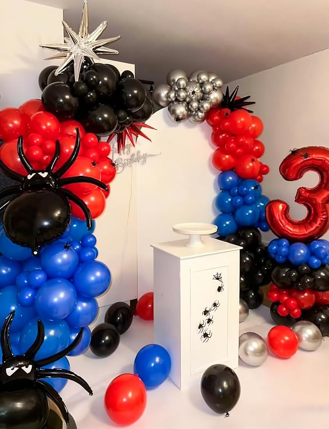 Black Red and Blue Balloons, Glitter Metallic Silver Balloon - Image 7