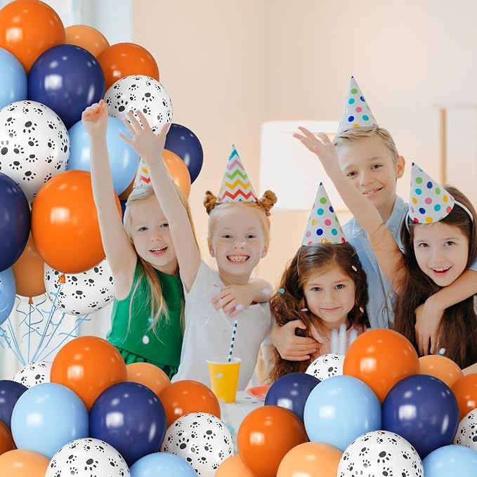 HILAVO Dog Paw Balloons Orange and Blue 60pcs 12 Inch Paw Print Puppy Balloons - Image 7