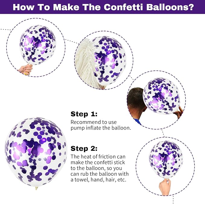 Purple and Black Balloons, 12 Inch Metallic Purple Black Party Balloons - Image 7