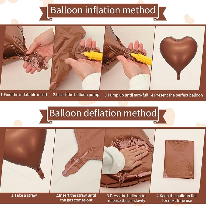 Brown Apricot Heart Balloons, 18inch Nude Neutral Foil Balloons - Image 8