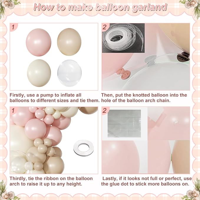 Dusty Pink Balloon Arch Kit for Birthday Decorations | 126Pcs Pink and Sand - Image 7