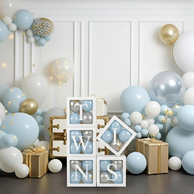 Thyle 5 Pcs White Twins Balloons Boxes Clear Balloon Boxes 10 Pcs Letters - Image 6