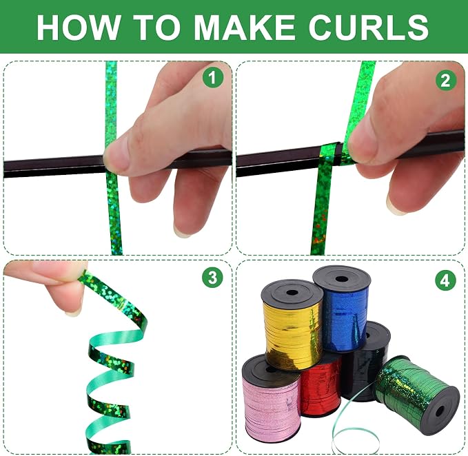 500 Yards Green Curling Ribbon, Metallic Shiny Curling Ribbon use - Image 8