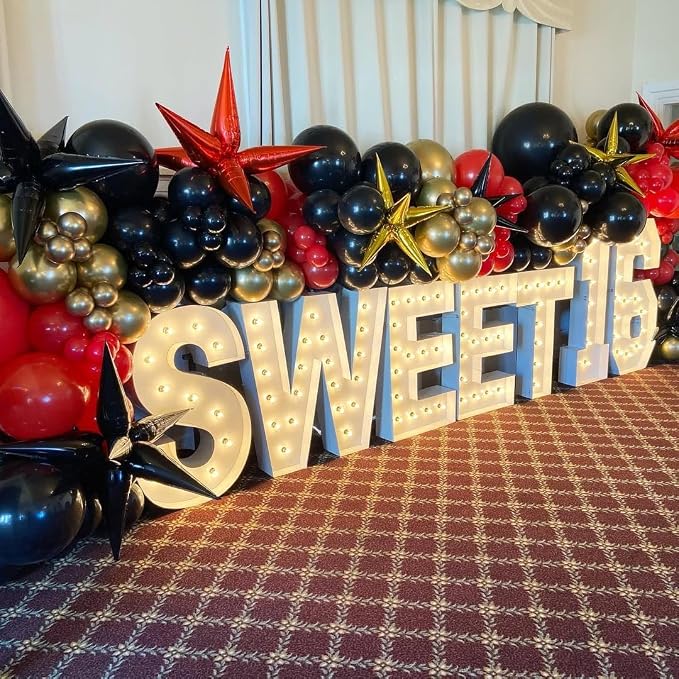 153Pcs Red and Black Gold Balloons Garland Arch Kit - Image 7