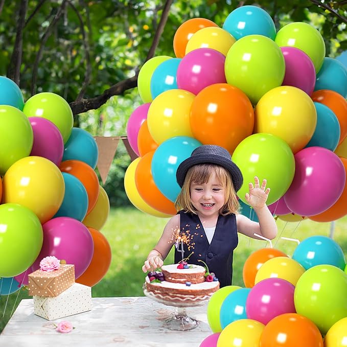 HILAVO Tropical Balloons 12 Inch Summer Hawaiian Hot Pink Orange Teal Yellow - Image 7