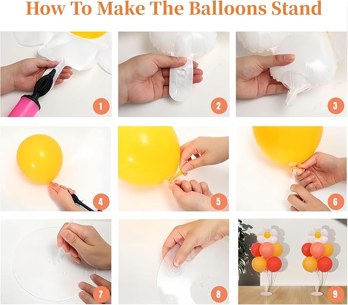 Daisy Balloon Table Centerpieces Stand Kit 2 Sets, Boho Groovy Party Decortions - Image 6