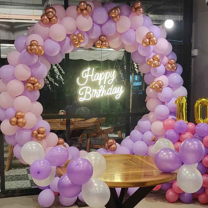 Pink and Purple Balloons, 12 Inch Metallic Pink Light Purple White and Gold - Image 7