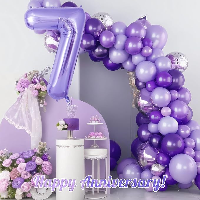 Purple Number 7 Balloon 40 Inch, Big Large Foil Helium Number Balloons - Image 6