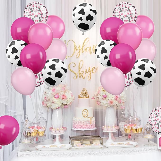 Cow Balloons, 12 Inch Pink Cow Print Balloon Hot Pink Pastel Pink Confetti Pink - Image 5