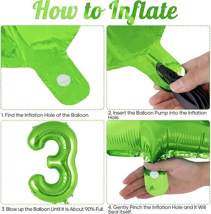 Green Number 3 Balloon 40 Inch, Big Large Foil Helium Number Balloons, Jumbo - Image 7