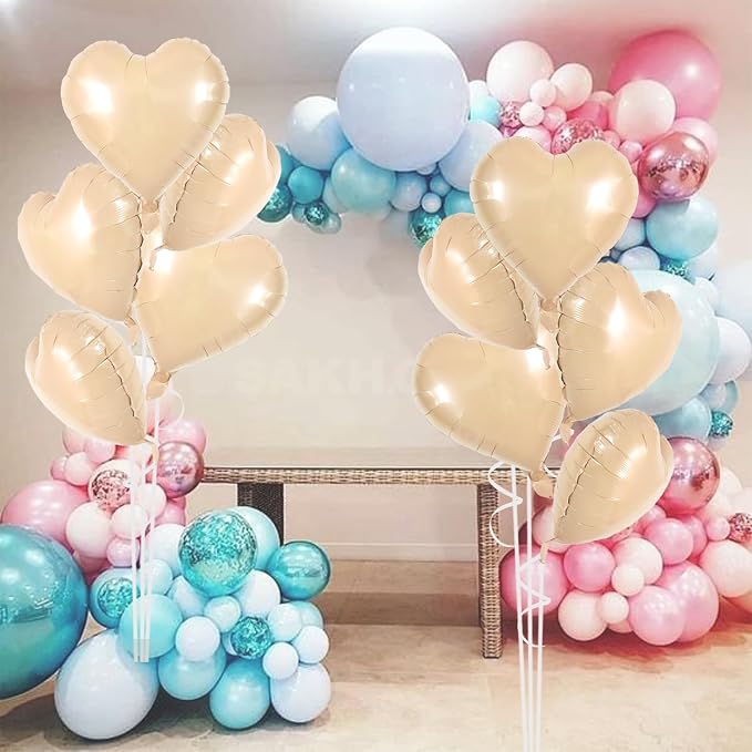 TONIFUL 30 Pcs Apricot Heart Balloons 18 Inch Heart Shape Foil Balloon | Mylar - Image 6