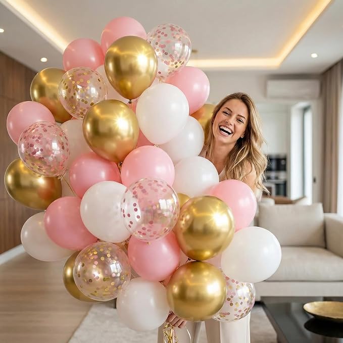 LovesTown Pink Gold and White Balloons - Image 8