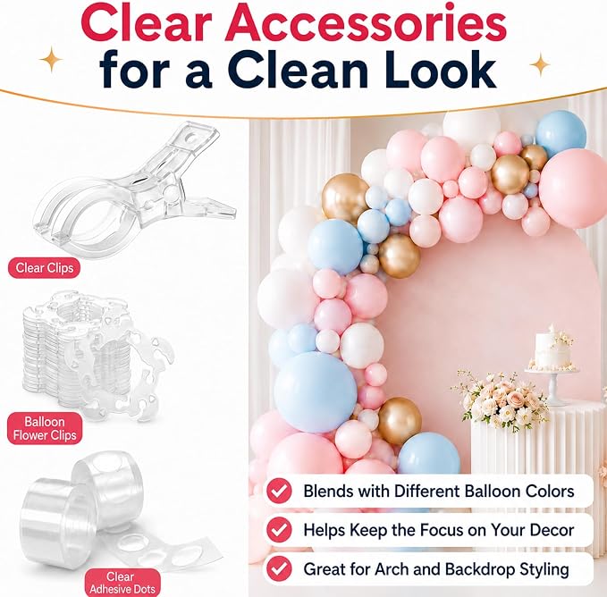 15 Pack Balloon Arch Clips, 3.5" Clear Spring Clamps - Image 9