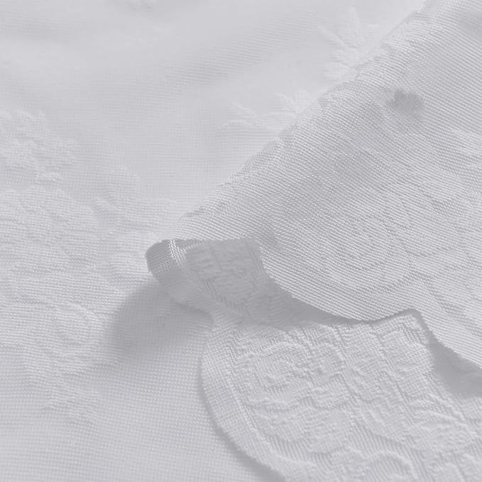 Kotile White Lace Curtains for Bedroom Country Floral 42 x 63 Inch 2 Panels | - Image 8