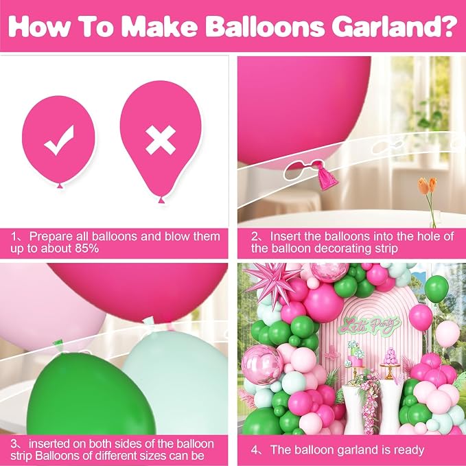 Pink Green Balloon Arch Garland Kit - Image 7