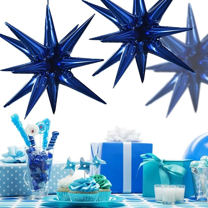 TONIFUL 4 Pcs Star Balloons Navy Blue Foil Explosion Party Decoration | Large - Image 6