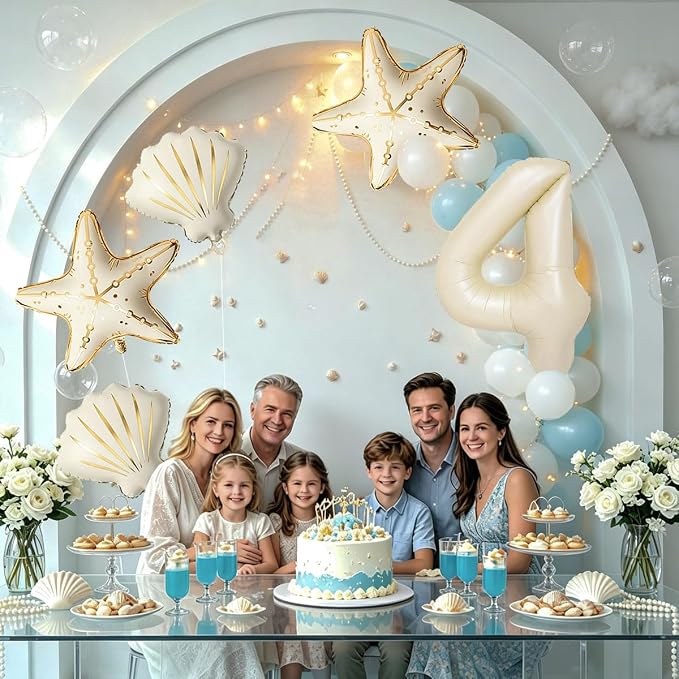 5 Pcs Starfish Seashell Balloons Set Under the Sea Party Decorations | 40 Inch - Image 7