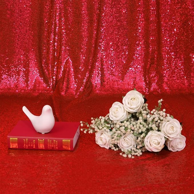 Eternal Beauty Red 3mm Sequin Backdrop 10x10 Ft - Image 9