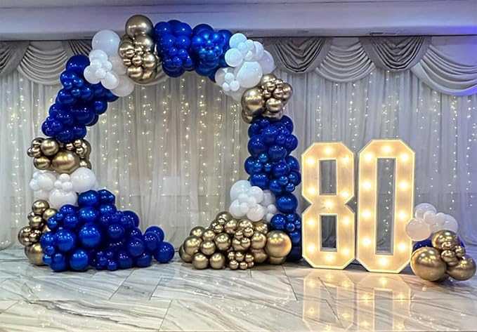 201Pcs Royal Blue and Gold Balloon Arch Kit, Explosion Star Blue Gold and White - Image 7
