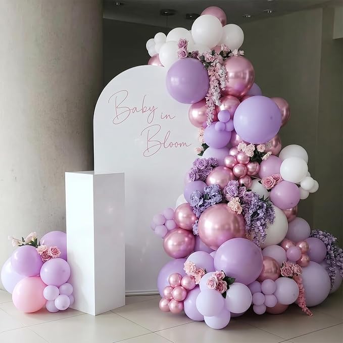 Pink and Purple Balloons, 12 Inch Pastel Light Pink Lavender White Balloons - Image 8