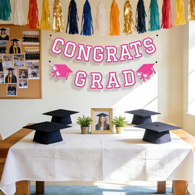 Congrats Grad Banner Graduation Party Banner Decoration Hanging Garland High - Image 4