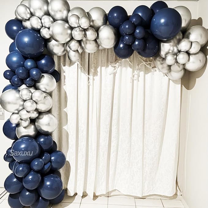 Blue And Silver Balloon Arch Kit, Dark Navy Balloons - Image 7
