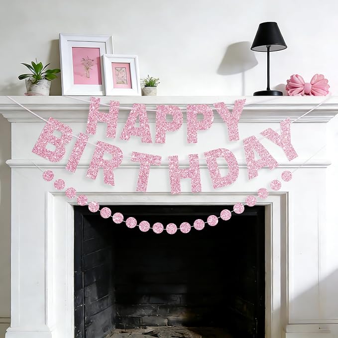Alynta Happy Birthday Banner Pre-Strung Glitter Birthday Party Decorations | NO - Image 7