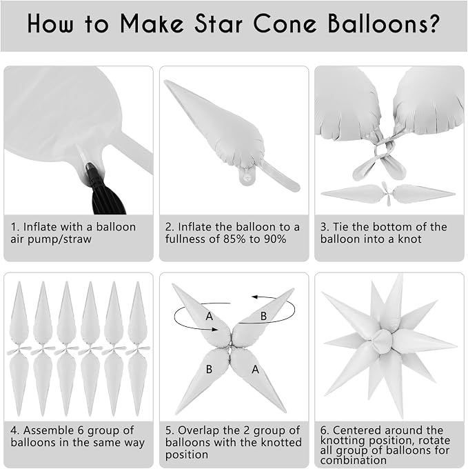 72 Pcs Star Balloons Foil Explosion Balloons Magic 12 Point Star Cone Balloon - Image 7