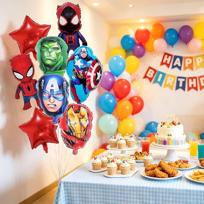 8Pcs Super Theme Hero Foil Balloons, Cute Birthday Party Supplies & Theme Party - Image 7